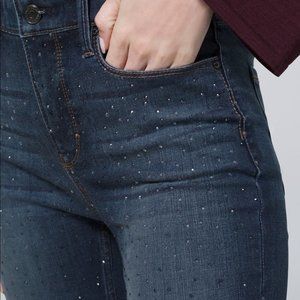 BLACK SCULPT HIGH-RISE EMBELLISHED SKINNY JEANS